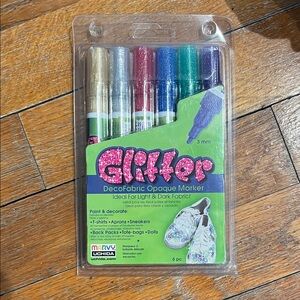 Glitter DecoFabric Opaque Marker Set - 6 Colors